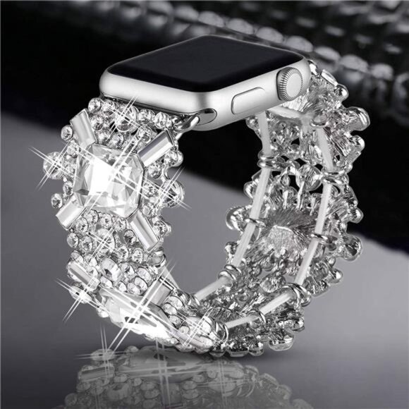 Bling Bands Compatible with Apple Watch Band, Diamond Rhinestone Metal Wristband - Picture 2 of 8